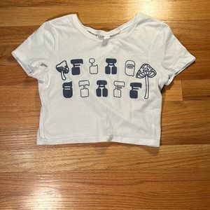 Blue and white flag stuff cropped T-shirt BRAND NEW